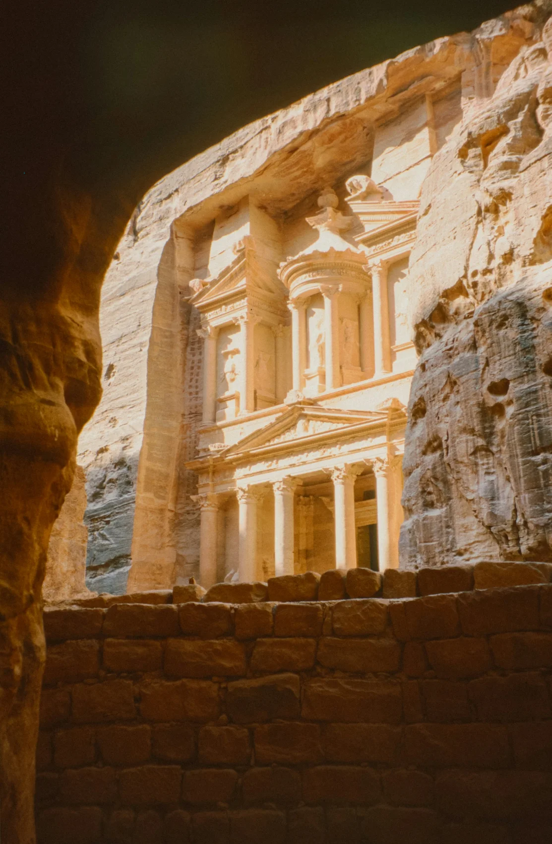 The Treasury at Petra, Jordan, seen through the sandstone canyon